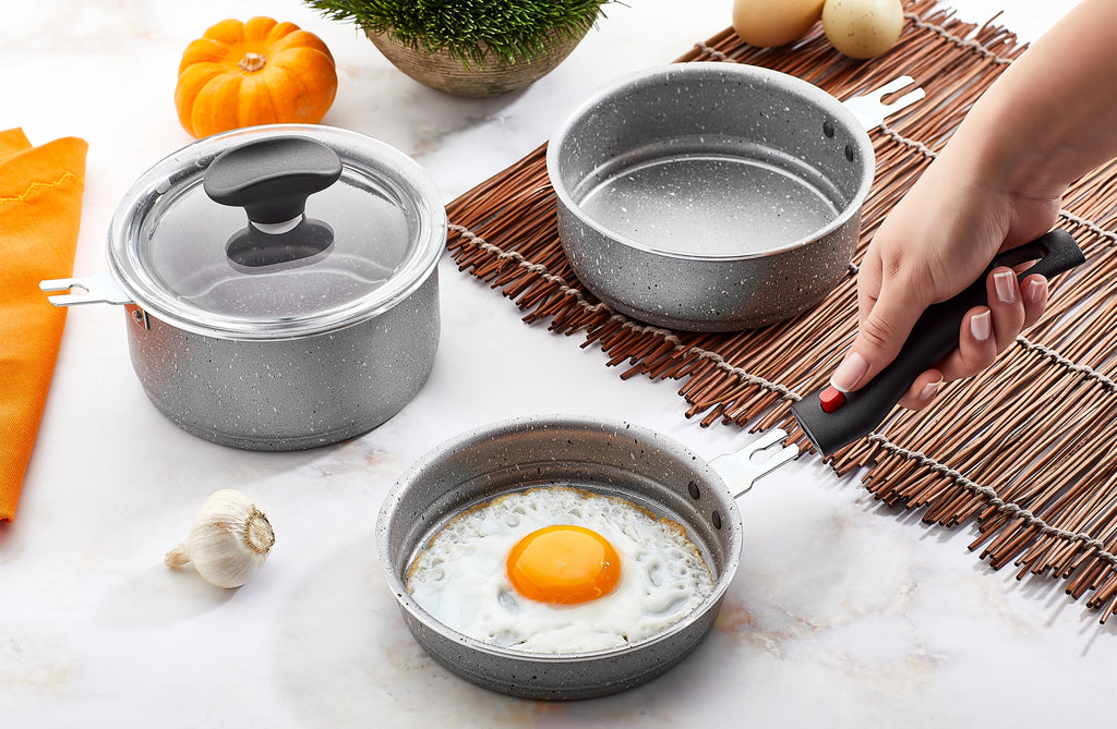 4-Pieces Detachable Handle Mini Pan With Lid | Mini Cooking Set | Papilla's Best Cookware