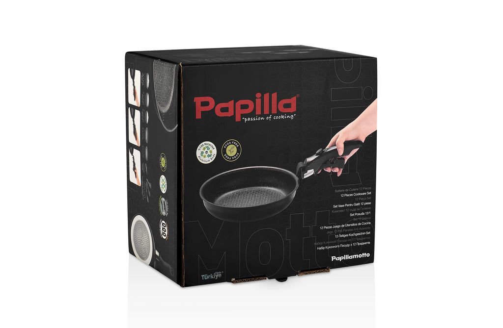 Motto 12-Pieces Detachable Handle Pans & Pots With Lids Cooking Set | Papilla's Best Cookware
