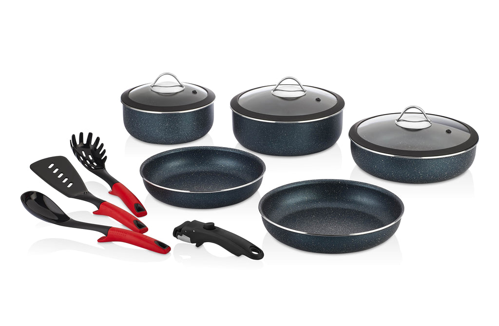 Motto 12-Pieces Detachable Handle Pans & Pots With Lids Cooking Set | Papilla's Best Cookware